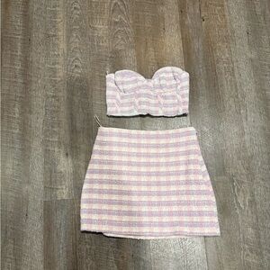 Zara Pastel Plaid Skirt Set. Size small.